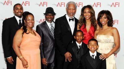 Morgan Freeman with his children.